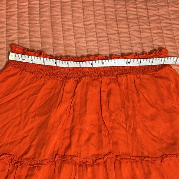 by Anthropologie Orange Smocked Mini Skirt size Small - Picture 10 of 11